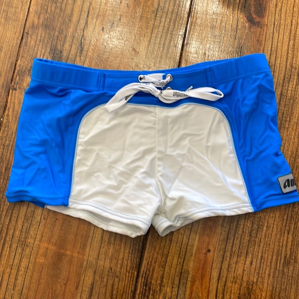 AussieBum white and blue swim trunks size medium